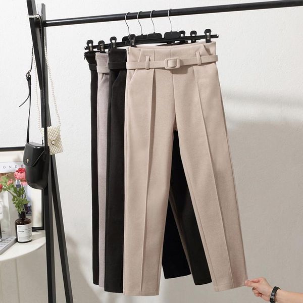 new winter woolen pants women harem pants with belt higt waist casual pants korean style pantalon femme work office p165, Black;white
new winter woolen pants women harem pants with belt higt waist casual pants korean style pantalon femme work office p165, Black;white