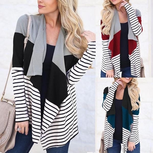 2021 new retro casual striped stitched shirt irregular long sleevecardigan spring and autumn slim manteau femme 1204, Black;brown
2021 new retro casual striped stitched shirt irregular long sleevecardigan spring and autumn slim manteau femme 1204, Black;brown