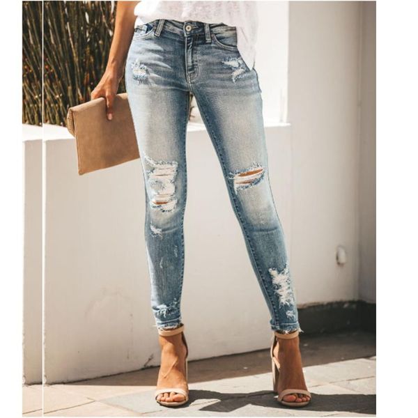 summer button stretch mid-waist ladies jeans hole ladies jeans casual female pencil pants straight slim feet, Blue
summer button stretch mid-waist ladies jeans hole ladies jeans casual female pencil pants straight slim feet, Blue