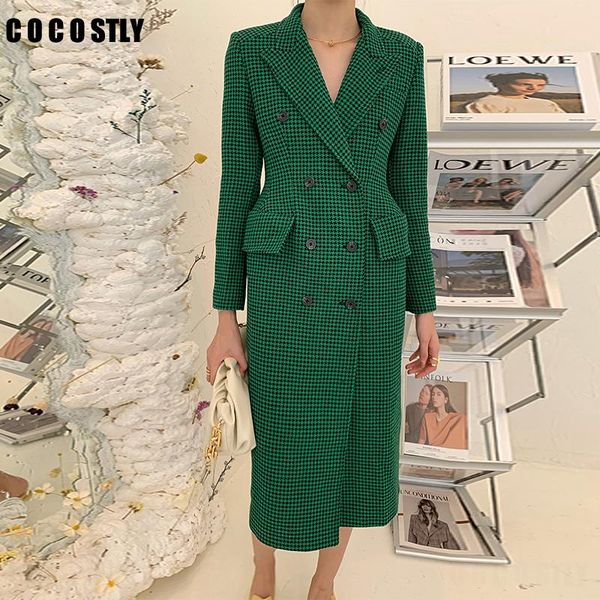 women's wool & blends 2021 women winter coat fashion green plaid woolen double breasted houndstooth slim long overcoat, Black
women's wool & blends 2021 women winter coat fashion green plaid woolen double breasted houndstooth slim long overcoat, Black