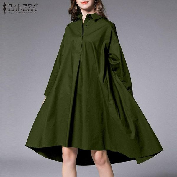 stylish zanzea women elegant full sleeve shirt dress spring lapel neck sundress solid buttons vestidos robe loose a-line dresses, Black;gray
stylish zanzea women elegant full sleeve shirt dress spring lapel neck sundress solid buttons vestidos robe loose a-line dresses, Black;gray