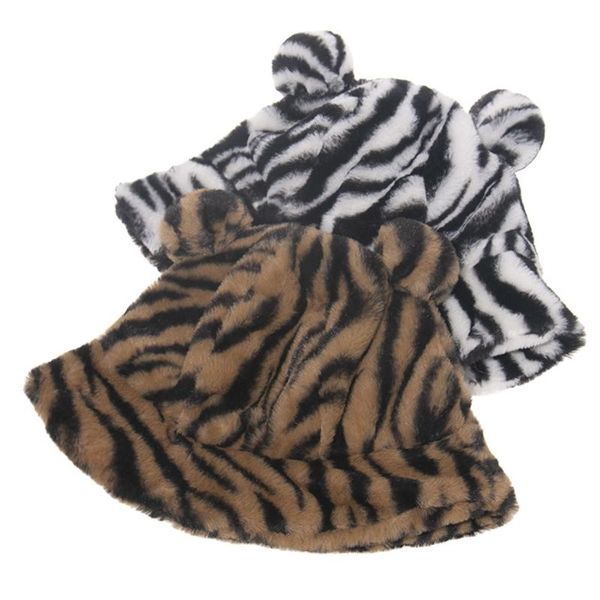 women winter fuzzy plush bucket hat bear ears leopard zebra cow fisherman cap 634c, Blue;gray
women winter fuzzy plush bucket hat bear ears leopard zebra cow fisherman cap 634c, Blue;gray