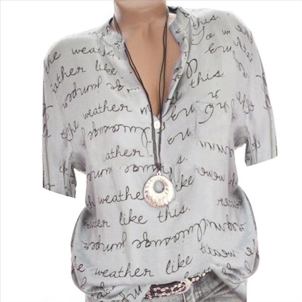 blouse women 2021 casual loose v neck button short sleeve letter blouse fashion women and blouses plus size pullover shirts, White
blouse women 2021 casual loose v neck button short sleeve letter blouse fashion women and blouses plus size pullover shirts, White