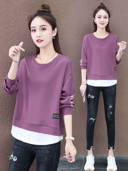 spring 2020 new fake two korean loose hoodless western style sweater women's short autumn and winter coat top, Black
spring 2020 new fake two korean loose hoodless western style sweater women's short autumn and winter coat top, Black