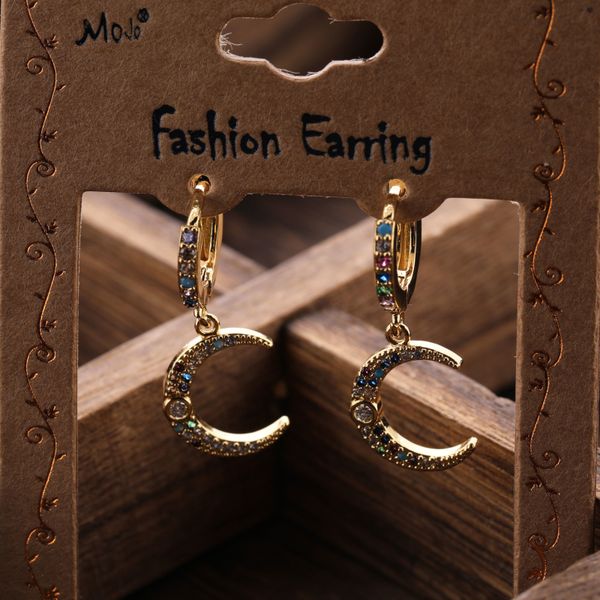 womens fancy gold plated brass moon hoop earring multi color micro pave zircon charm earrings, Golden;silver
womens fancy gold plated brass moon hoop earring multi color micro pave zircon charm earrings, Golden;silver