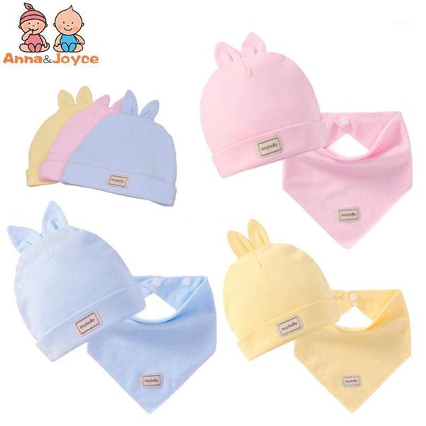 caps & hats 1 set winter autumn hat& scarf born baby soft cap double cotton head children's cute hat1, Yellow