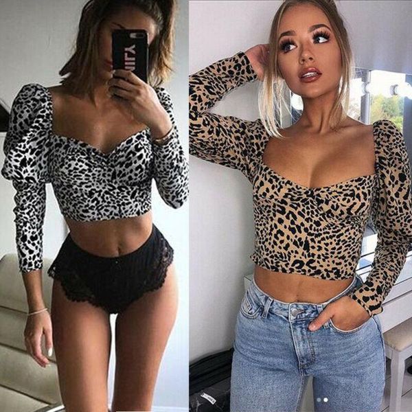 women leopard t shirts crop ladies deep u collar long sleeve printing shirts pullovers high street slim tee blusa, White
women leopard t shirts crop ladies deep u collar long sleeve printing shirts pullovers high street slim tee blusa, White