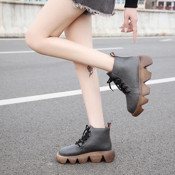 women boots fashionable british ankle boots handmade shoes waterproof platform thick sole casual martin for women, Black
women boots fashionable british ankle boots handmade shoes waterproof platform thick sole casual martin for women, Black