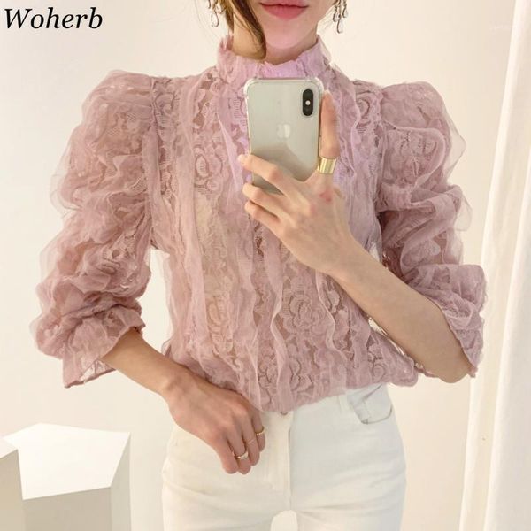 woherb elegant lace women blouse shirt korean stand collar female shirts 2020 summer see through blusas ladies office1, White
woherb elegant lace women blouse shirt korean stand collar female shirts 2020 summer see through blusas ladies office1, White
