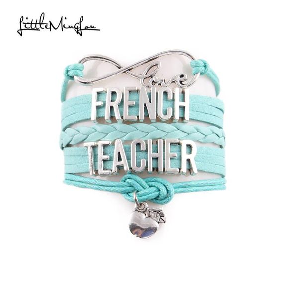 little minglou infinity love french teacher bracelet apple charm leather wrap men bracelets & bangles for women jewelry, Golden;silver
little minglou infinity love french teacher bracelet apple charm leather wrap men bracelets & bangles for women jewelry, Golden;silver
