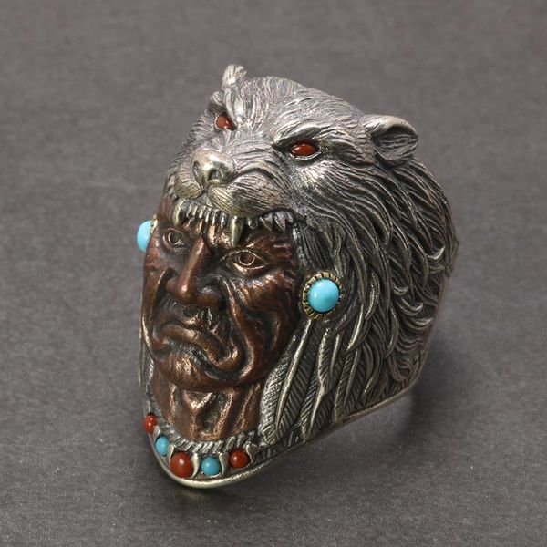 cluster rings 925 silver for men vintage retro type wolf head satan engraved red onyx and turquoise stone setting, Golden;silver
cluster rings 925 silver for men vintage retro type wolf head satan engraved red onyx and turquoise stone setting, Golden;silver
