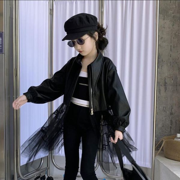 children pu leather jackets spring autumn new mesh patchwork coats girls long sleeve leather outerwear ws1800, Blue;gray
children pu leather jackets spring autumn new mesh patchwork coats girls long sleeve leather outerwear ws1800, Blue;gray