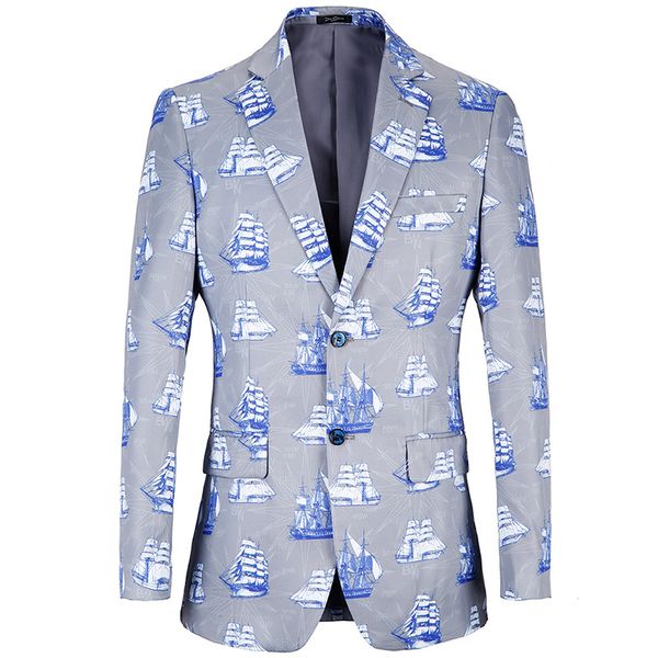 2020 autumn men's spring holiday exclusive printing 3d ship design party oversize male blazer, White;black
2020 autumn men's spring holiday exclusive printing 3d ship design party oversize male blazer, White;black