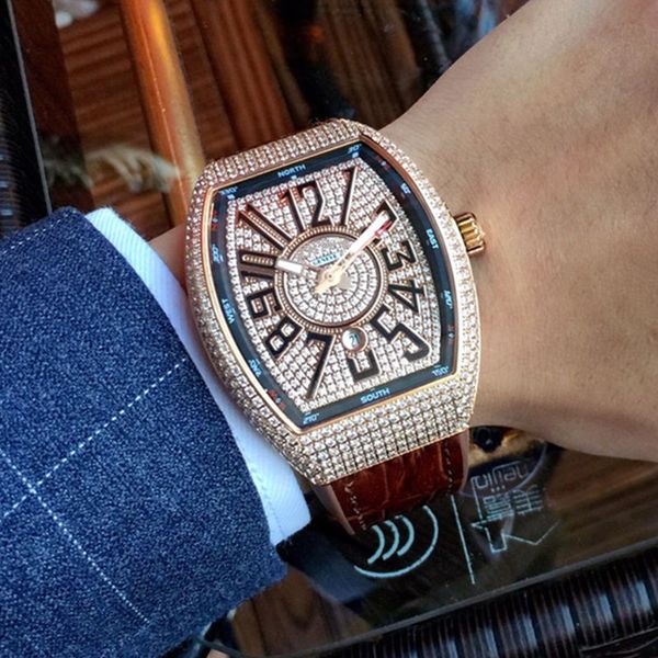 new year's gift dt fully automatic mechanical movement blue coated glass mirror full diamond face auto date convenient pin buckle strap, Slivery;brown
new year's gift dt fully automatic mechanical movement blue coated glass mirror full diamond face auto date convenient pin buckle strap, Slivery;brown