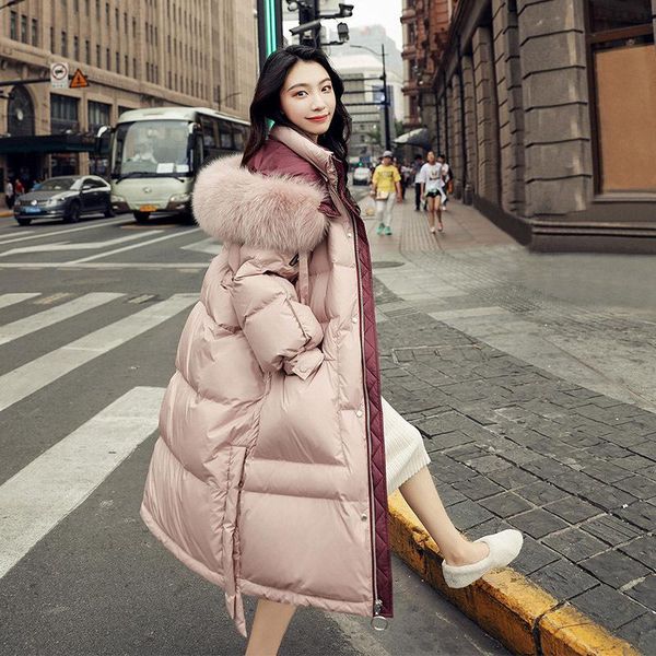 new big real fur hooded jacket 90% white duck down loose coat long down parkas thick warm snow outwear female puffer jackets, Black
new big real fur hooded jacket 90% white duck down loose coat long down parkas thick warm snow outwear female puffer jackets, Black