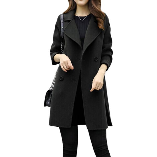 double breasted daily solid korean version autumn winter turndown collar long sleeve thickening women coat warm artificial woolx1020, Black
double breasted daily solid korean version autumn winter turndown collar long sleeve thickening women coat warm artificial woolx1020, Black