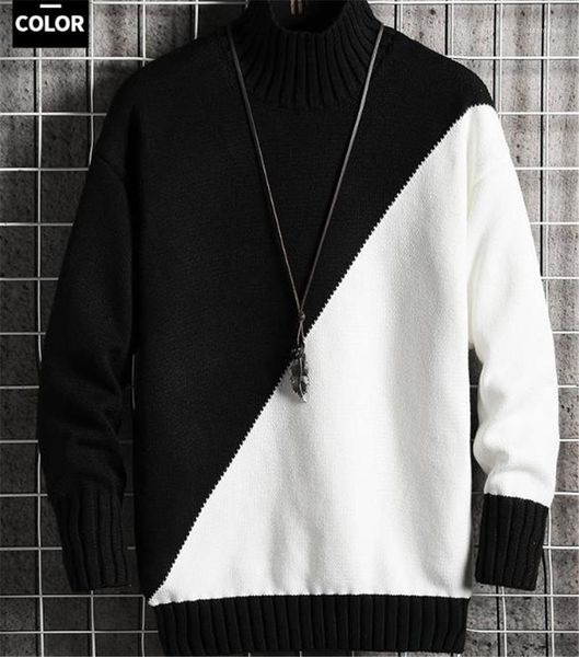 designer sweaters fashion turtle neck long sleeve mens sweaters casual autumn winter males clothing colors panelled mens, White;black
designer sweaters fashion turtle neck long sleeve mens sweaters casual autumn winter males clothing colors panelled mens, White;black