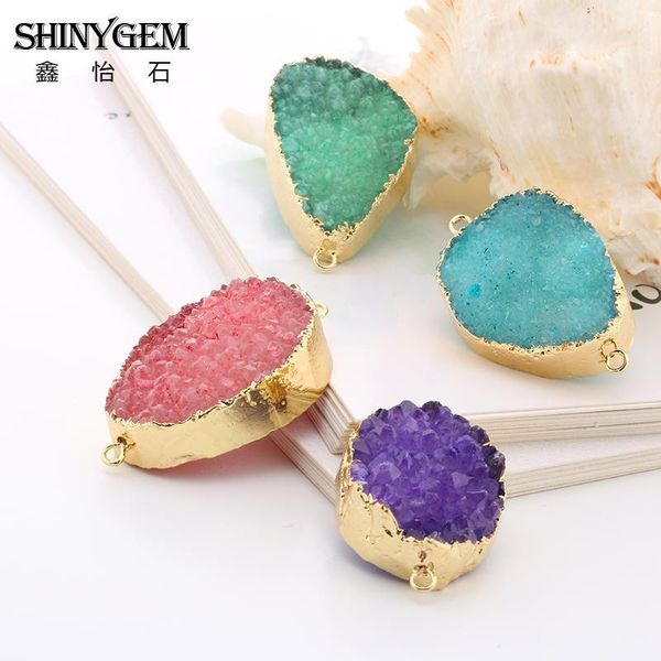 shinygem 2020 natural blue druzy pendant connector diy jewelry contracted geodes with gold electroplate supplies wholesale 5pcs q1209, Bronze;silver
shinygem 2020 natural blue druzy pendant connector diy jewelry contracted geodes with gold electroplate supplies wholesale 5pcs q1209, Bronze;silver