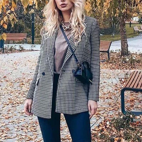 women's suits & blazers 2021 casual pockets female coat notched collar plaid women blazer double breasted autumn jacket1, White;black
women's suits & blazers 2021 casual pockets female coat notched collar plaid women blazer double breasted autumn jacket1, White;black