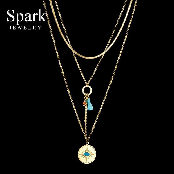 spark natural stone round pendant necklace stainless steel multilayer flat chain tassel necklaces for women girls boho jewelry, Silver
spark natural stone round pendant necklace stainless steel multilayer flat chain tassel necklaces for women girls boho jewelry, Silver
