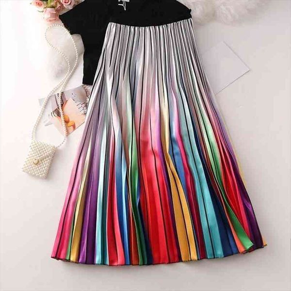 simple and generous womens gradient rainbow print skirt mid-length style pleated long skirt, Black
simple and generous womens gradient rainbow print skirt mid-length style pleated long skirt, Black