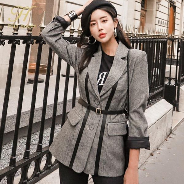women's suits & blazers h han queen autumn simple leather stitching office lady blazer business casual long sleeve suit coat jacket wom, White;black
women's suits & blazers h han queen autumn simple leather stitching office lady blazer business casual long sleeve suit coat jacket wom, White;black