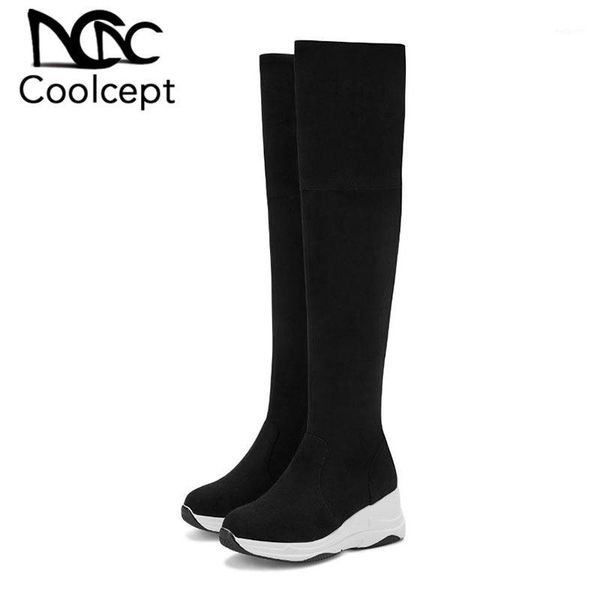 boots coolcept women real leather wedges over the knee platform zipper fashion winter shoes woman casual botas size 34-401, Black
boots coolcept women real leather wedges over the knee platform zipper fashion winter shoes woman casual botas size 34-401, Black