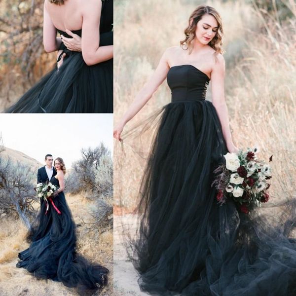 summer strapless a line wedding dress backless long sweep tulle bride vestidos de fiesta black gowns, White
summer strapless a line wedding dress backless long sweep tulle bride vestidos de fiesta black gowns, White