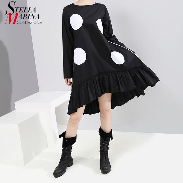 new korean style women black casual dress full sleeve large dots patches ruffle hem lady midi holiday cute dress robe 5663 201126, Black;gray
new korean style women black casual dress full sleeve large dots patches ruffle hem lady midi holiday cute dress robe 5663 201126, Black;gray