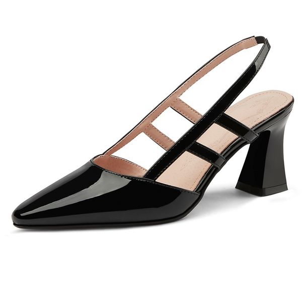 2021 classic female new see genuine leather high toe heels black shoes more size 34-43 dqkh