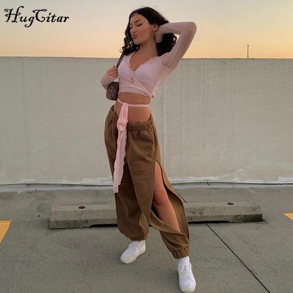 women high waist cut out baggy solid ruched pocket pants autumn winter female fashion streetwear casual trousers, Black;white
women high waist cut out baggy solid ruched pocket pants autumn winter female fashion streetwear casual trousers, Black;white