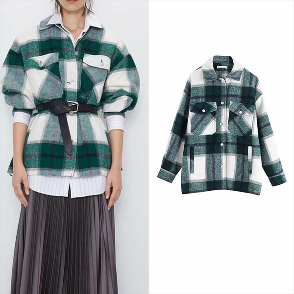 za vintage womens jacket shirt plaid oversized jacket checkered pockets casual loose long sleeve coat chic female stylish, Black;brown
za vintage womens jacket shirt plaid oversized jacket checkered pockets casual loose long sleeve coat chic female stylish, Black;brown