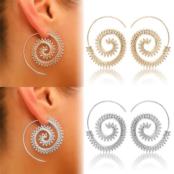 1 pair pinksee spiral ethnic tribal hoop earrings unique design fashion women earrings piercing jewelry, Golden;silver
1 pair pinksee spiral ethnic tribal hoop earrings unique design fashion women earrings piercing jewelry, Golden;silver