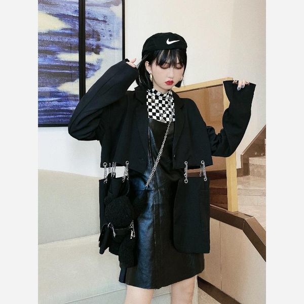 women's suit in the early autumn of 2021 dark wind hollow chain design feeling handsome long sleeve large size suit coat b coats1, White;black
women's suit in the early autumn of 2021 dark wind hollow chain design feeling handsome long sleeve large size suit coat b coats1, White;black