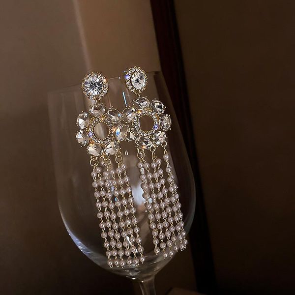 fyuan vintage flower crystal dangle earrings for women long tassel pearl earrings weddings bride jewelry accessories, Silver
fyuan vintage flower crystal dangle earrings for women long tassel pearl earrings weddings bride jewelry accessories, Silver