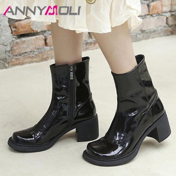 annymoli genuine leather high heel short boots ankle boots women shoes round toe thick heels zip lady autumn black size 401
annymoli genuine leather high heel short boots ankle boots women shoes round toe thick heels zip lady autumn black size 401