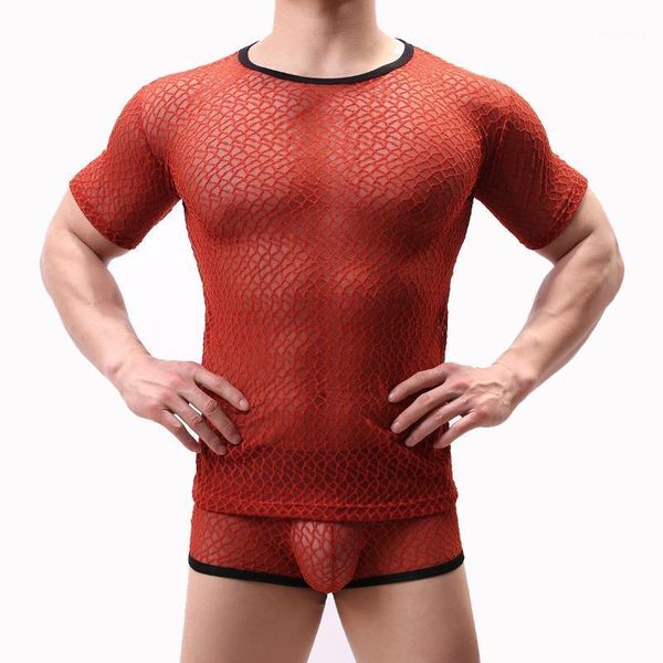 men's mesh see-through fishnet t shirt fashion short sleeve nightclub wear t-shirt men party perform streetwear 1, Black;brown
men's mesh see-through fishnet t shirt fashion short sleeve nightclub wear t-shirt men party perform streetwear 1, Black;brown