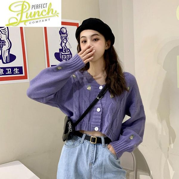 spring women 2021 korean fashion style short sweater cardigan loose blouse black purple v neck chandail femme pph228, White
spring women 2021 korean fashion style short sweater cardigan loose blouse black purple v neck chandail femme pph228, White