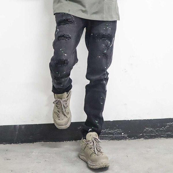men's jeans ink painted hole for men high street oversize straight pencil pants harajuku washed retro loose denin torusers, Blue
men's jeans ink painted hole for men high street oversize straight pencil pants harajuku washed retro loose denin torusers, Blue