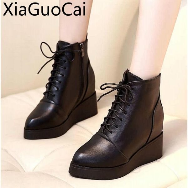 boots spring and autumn women ankle ins fashion solid pointed toe ladies platform high lace up, Black
boots spring and autumn women ankle ins fashion solid pointed toe ladies platform high lace up, Black