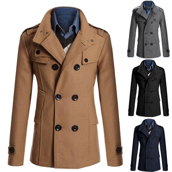 men long sleeve lapel collar double-breasted pockets woolen slim trench coat new solid color men clothing, Tan;black
men long sleeve lapel collar double-breasted pockets woolen slim trench coat new solid color men clothing, Tan;black