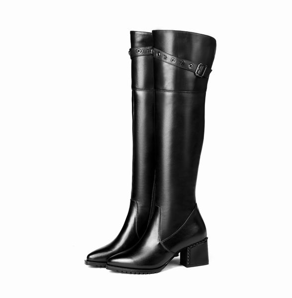 women 2021 at knee height plus size autumn and ladies long female winter boots metal rivets + buckle rn0j, Black 
women 2021 at knee height plus size autumn and ladies long female winter boots metal rivets + buckle rn0j, Black