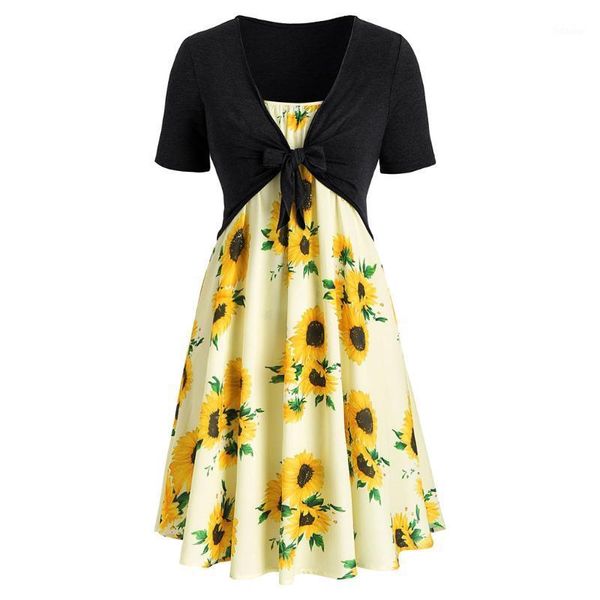 dress sunflower print suspender dress suit short sleeve bow tie solid color blouse girls clothing #zer1, Black;gray
dress sunflower print suspender dress suit short sleeve bow tie solid color blouse girls clothing #zer1, Black;gray