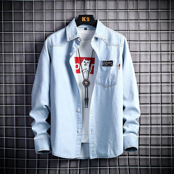 2021 new new winter male fashions retro-blue designer denim warm british shirt hombre 12yv, White;black
2021 new new winter male fashions retro-blue designer denim warm british shirt hombre 12yv, White;black