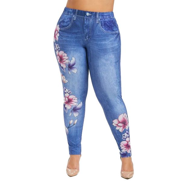 plus size women floral print long pant imitation denim pants ladies zipper tights pant female spodnie damskie streetwear lj201130, Black;white
plus size women floral print long pant imitation denim pants ladies zipper tights pant female spodnie damskie streetwear lj201130, Black;white