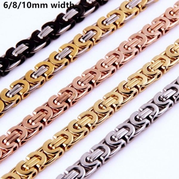 chains 6/8/11mm fashion silver color/gold/black stainless steel flat byzantine chain women men necklace jewelry custom size 7"-38"
chains 6/8/11mm fashion silver color/gold/black stainless steel flat byzantine chain women men necklace jewelry custom size 7"-38"