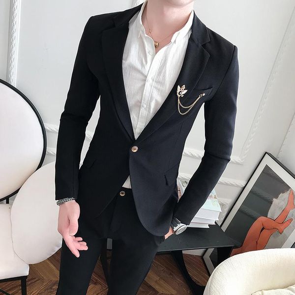 men's suits & blazers 2021 fashion casual boutique suit 2 pieces set / male printed business dress jacket coat pants trousers, White;black
men's suits & blazers 2021 fashion casual boutique suit 2 pieces set / male printed business dress jacket coat pants trousers, White;black