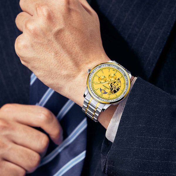 watch full automatic men's mechanical watch flywheel hollow, Slivery;brown
watch full automatic men's mechanical watch flywheel hollow, Slivery;brown