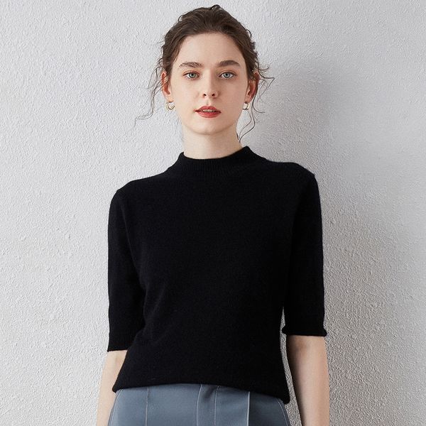 2021 new real 100% high o-neck tshirt half sleeve knitted sweater base women's cashmere jumper 9hsd, White;black
2021 new real 100% high o-neck tshirt half sleeve knitted sweater base women's cashmere jumper 9hsd, White;black