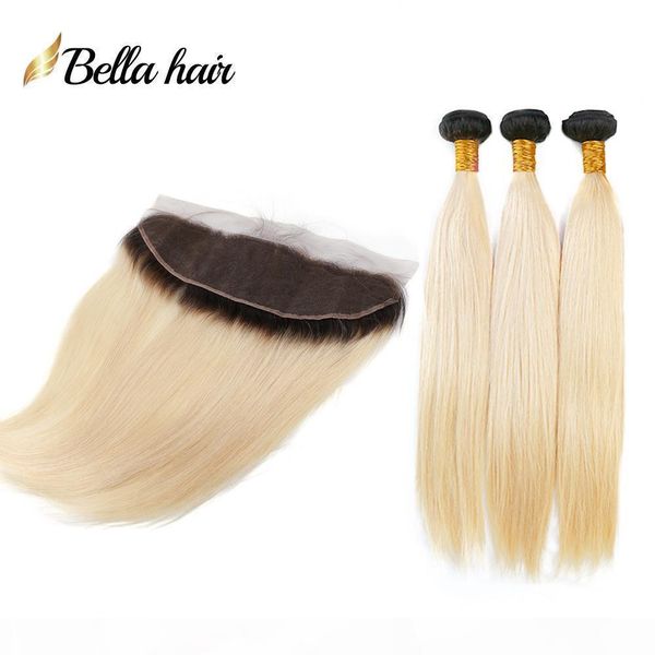 blonde ombre hair bundles with lace frontal (13x4") brazilian virgin hair silky straight double weft hair extensions wefts 1b #613 bell, Black;brown
blonde ombre hair bundles with lace frontal (13x4") brazilian virgin hair silky straight double weft hair extensions wefts 1b #613 bell, Black;brown